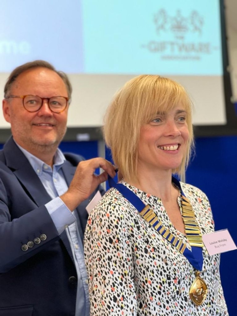 Above: Louise Welsby receives her chain of office.