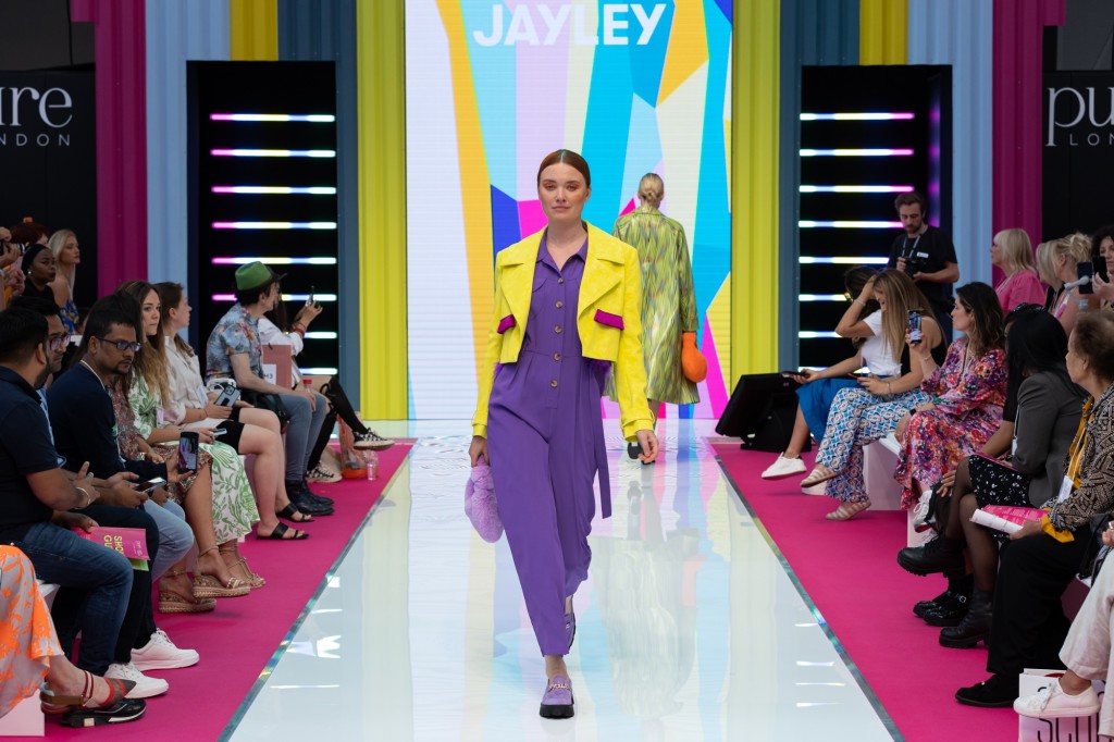 Above: Fashion brand Jayley showcased over 40 pieces on the Pure London catwalk last week.