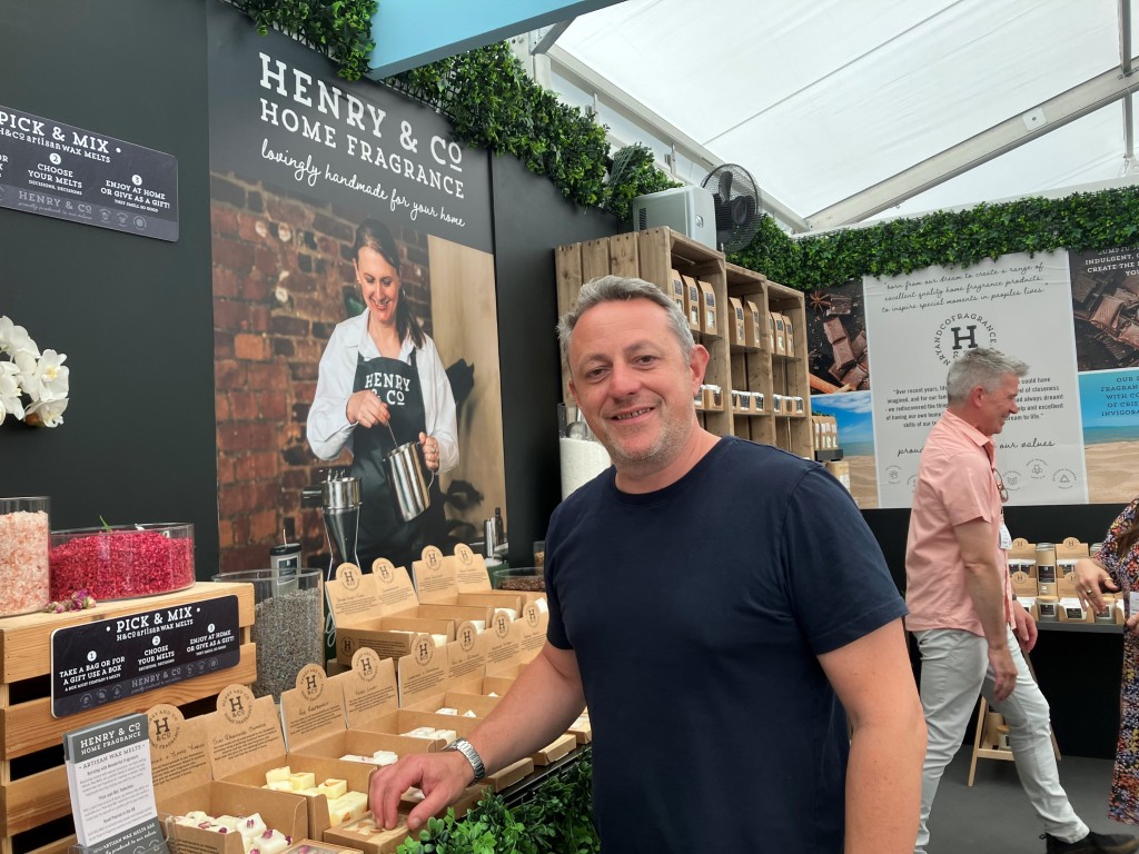 Above: Mark Rees is shown on the Henry & Co stand yesterday.