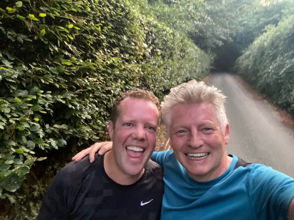 Above: David and Keiron in training for the 26.2 mile London Marathon which takes place on October 2.