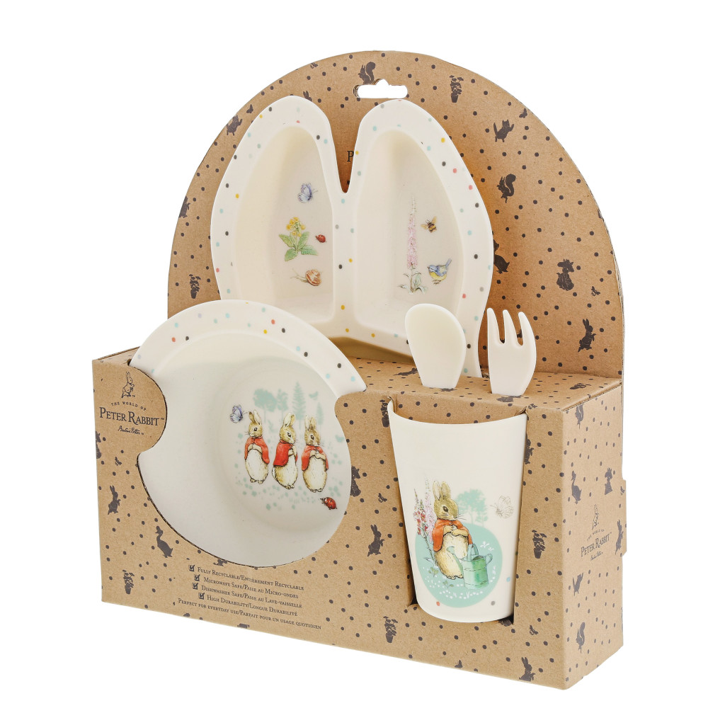 Above: Enesco’s eco friendly Beatrix Potter Home collection. The collection is made from 100% recyclable material, which is durable, plus microwave and dishwasher safe, making it practical and sustainable.  