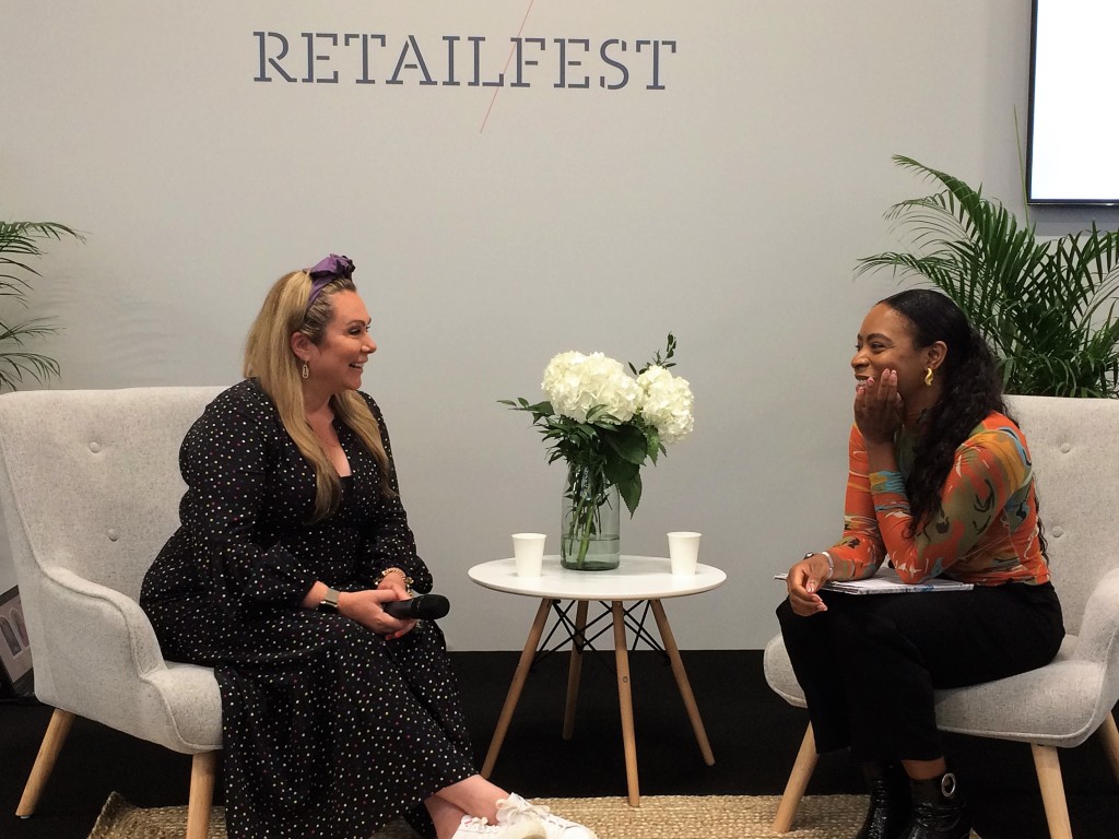 Above: Holly Tucker MBE in conversation with life coach Tiwalola Ogunlesi at Top Drawer AW 2021.