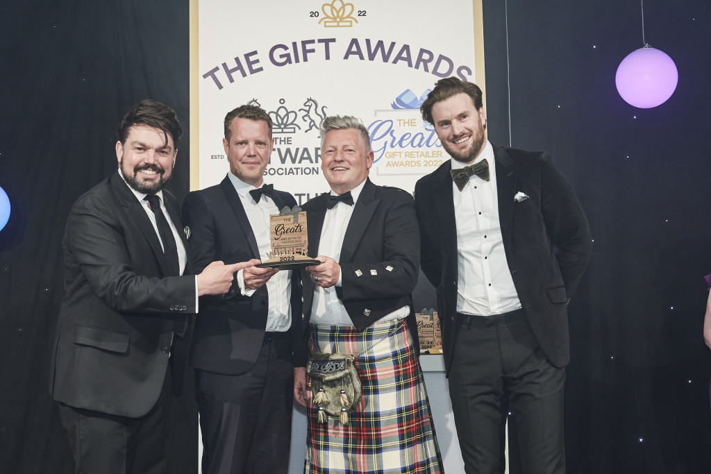 Above: In May, Brocante’s co-owners, Keiron Cockley, (left), and David Lorimer, were presented with their Greats award by Jonny Greves, director of Lesser & Pavey, category sponsor.