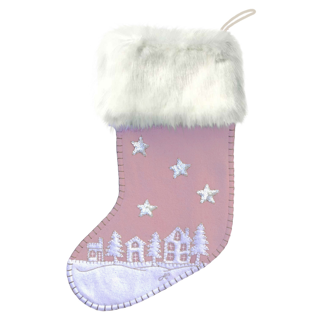 Above: A pink pastel Starry Night stocking from Jan Constantine.