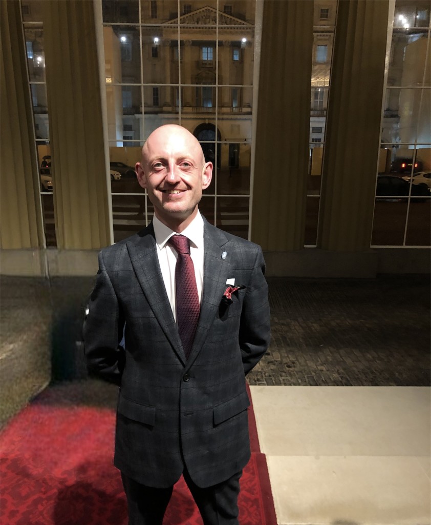 Above: Smiling proudly, Martin Hargreaves is shown at the small business reception held at Buckingham Palace last week.