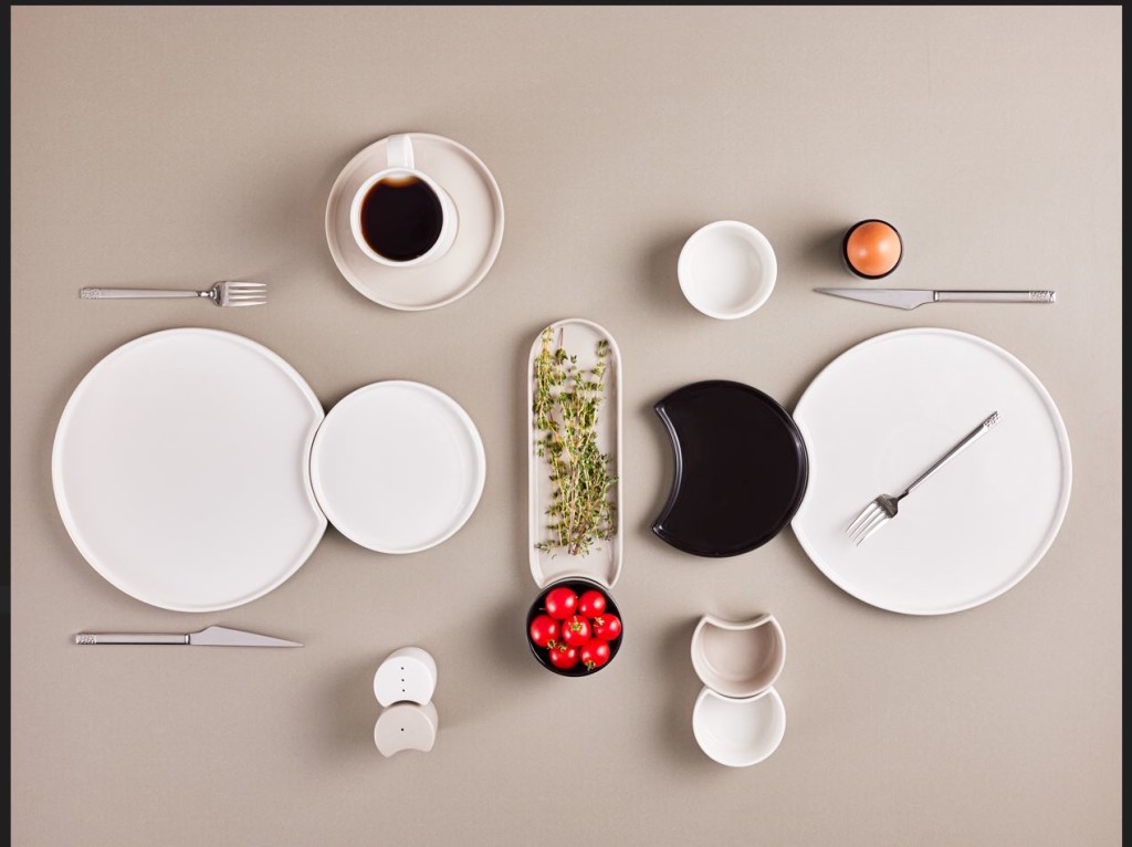 Above:  Karaca x Chalayan limited edition tableware collection is showcased at the new store.
