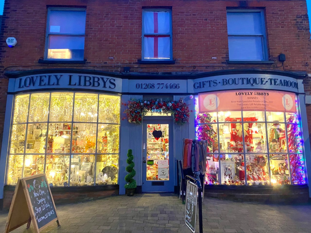 Above: Dazzling Christmas windows at Lovely Libby’s, in Rayleigh, Essex.