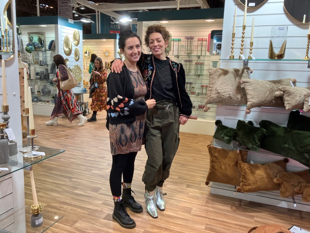 Above: Lark London’s Priya Aurora-Crowe and Nilou Noorbakhsh, co-owner of gift and lifestyle store Jumping Bean, are shown last week’s Spring Fair.