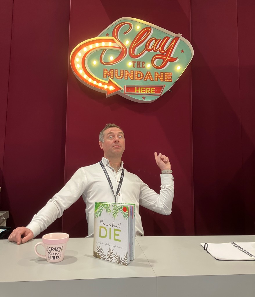 Above: Boxer Gift’s Thomas O’Brien with one of the company’s best sellers, the Crazy Plant Lady mug and complementary gift book, Please Don’t Die.