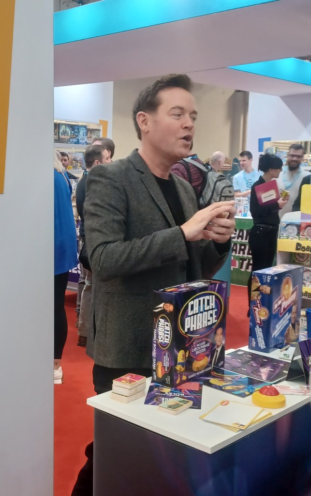 Above: Catchphrases’s Stephen Mulhern on the Asmodee stand.