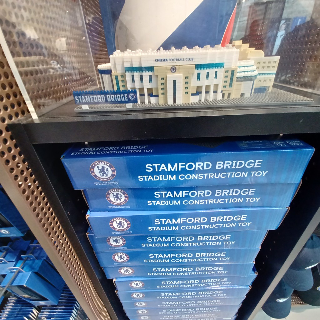 Above: FOCO’s Stadium construction toy is on display at the shop at Chelsea F.C.