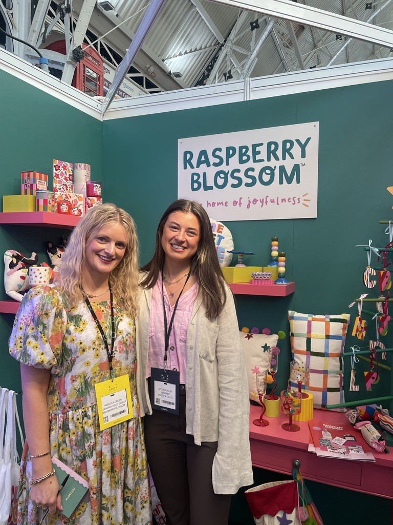 Above: Raspberry Blossom’s Rebecca Green (left) is shown with Widdop & Co’s designer Lottie Peachey on the Widdop stand.
