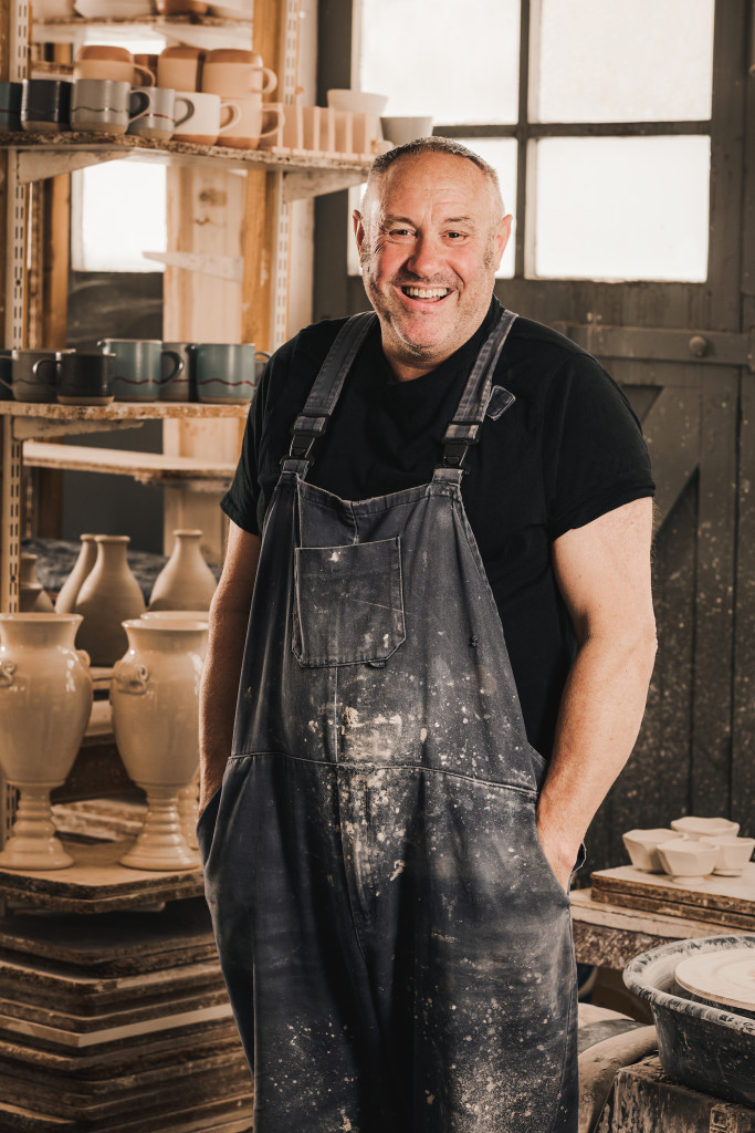 Above: Master potter Keith Brymer Jones at his potter’s wheel.