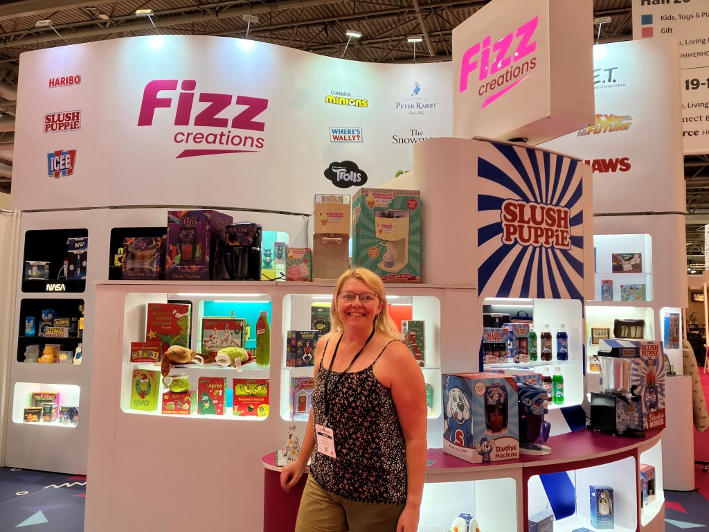 Above: Zoe Ryan on the Fizz Creations stand.