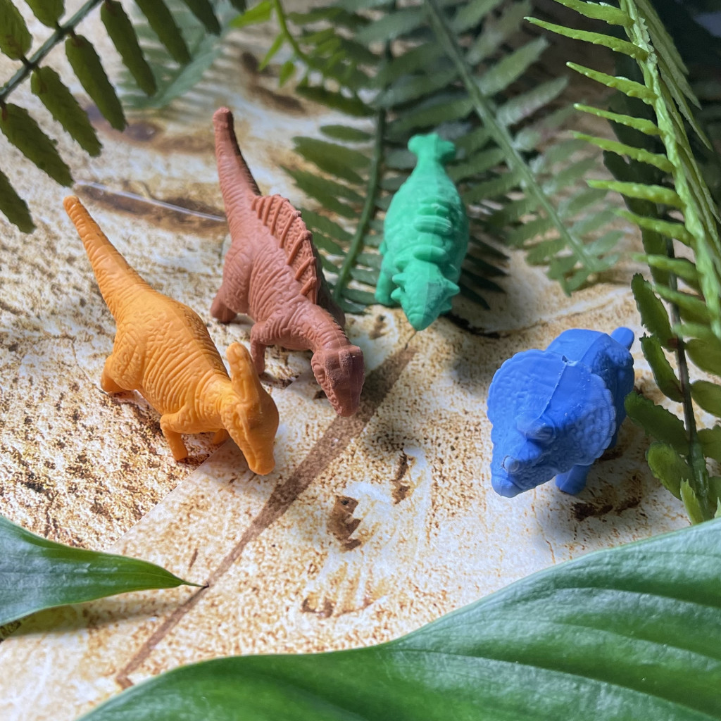 Above:  Colourful dinosaur erasers from the Natural History Museum.
