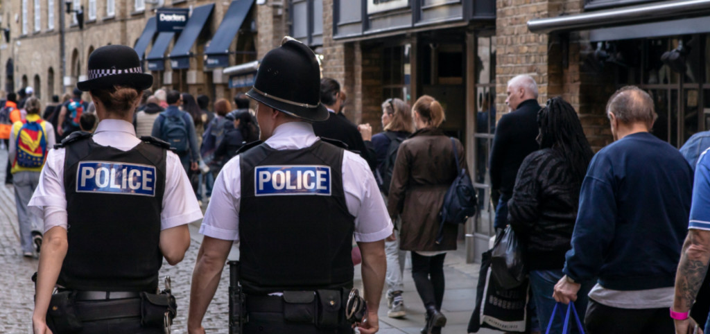 Above: Police are needed to patrol the streets to deter shoplifters.