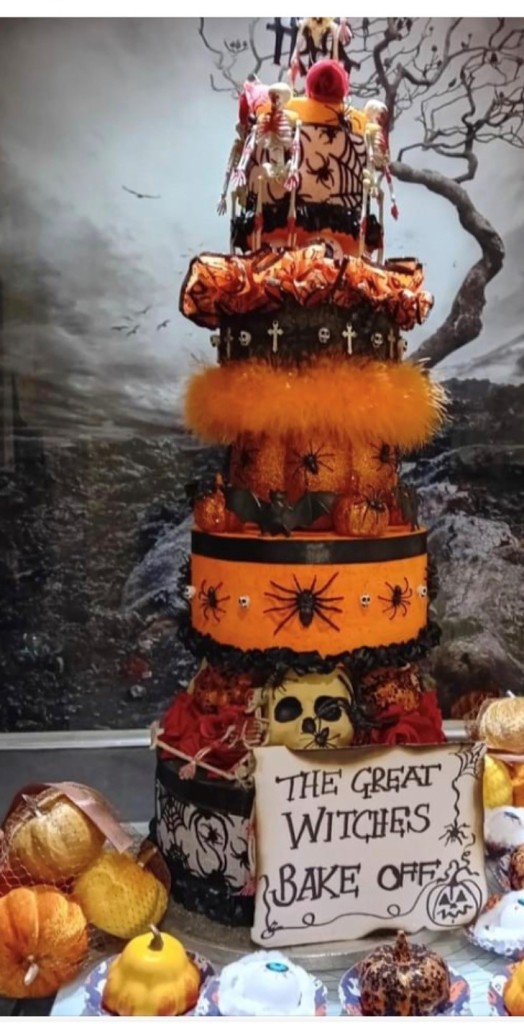 Above:  The Great Witches Bake Off window showstopper was created by gift shop Maddison’s Karen Evitts for the Harborne Pumpkin Parade.