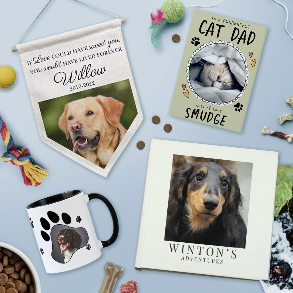 Above: An array of personalised pet gifts from the Personalised Memento Company (PMC).