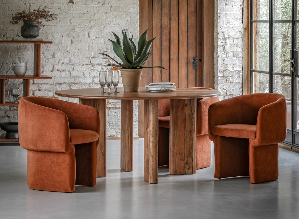 Above: The Borden round dining table is part of Gallery’s 2024 furniture collection.