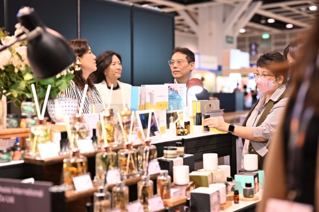 Above: Products on display include home fragrancing.
