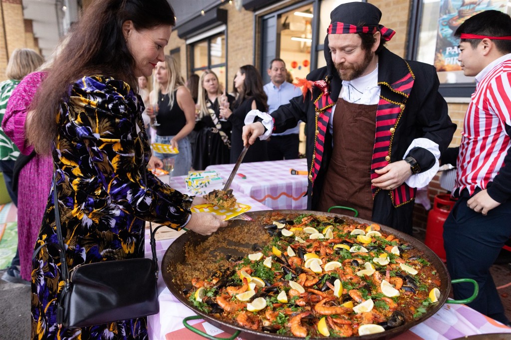 Above: Food was provided by former staffer and Bake Off celebrity Omar Foster, and current team member and ‘pirate’ Yabu Lurie.